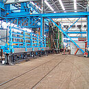 Produktionshalle für Oberflächenbeschichtung von großformatigen Stahlbauteilen im Schiffbau 
